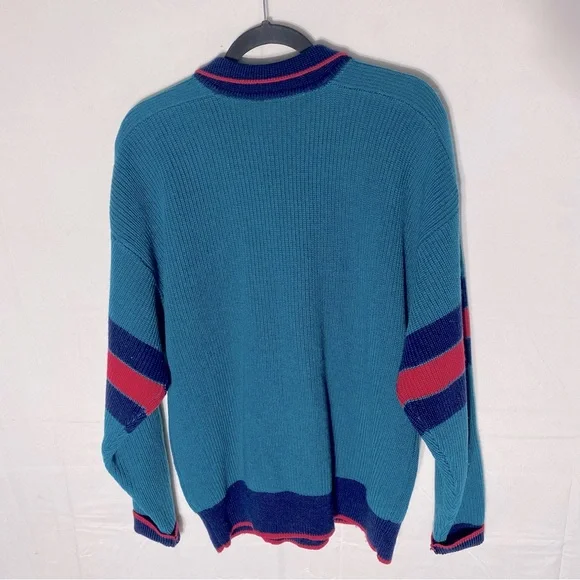 Vintage Gant The Rugger Blue Red Wool Knit Sweater S - Picture 13 of 14